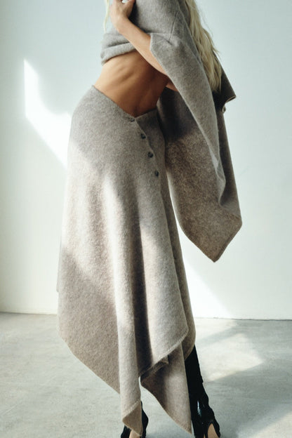 Asymmetric Ribbed Knit Crop Top Matching Skirt Set