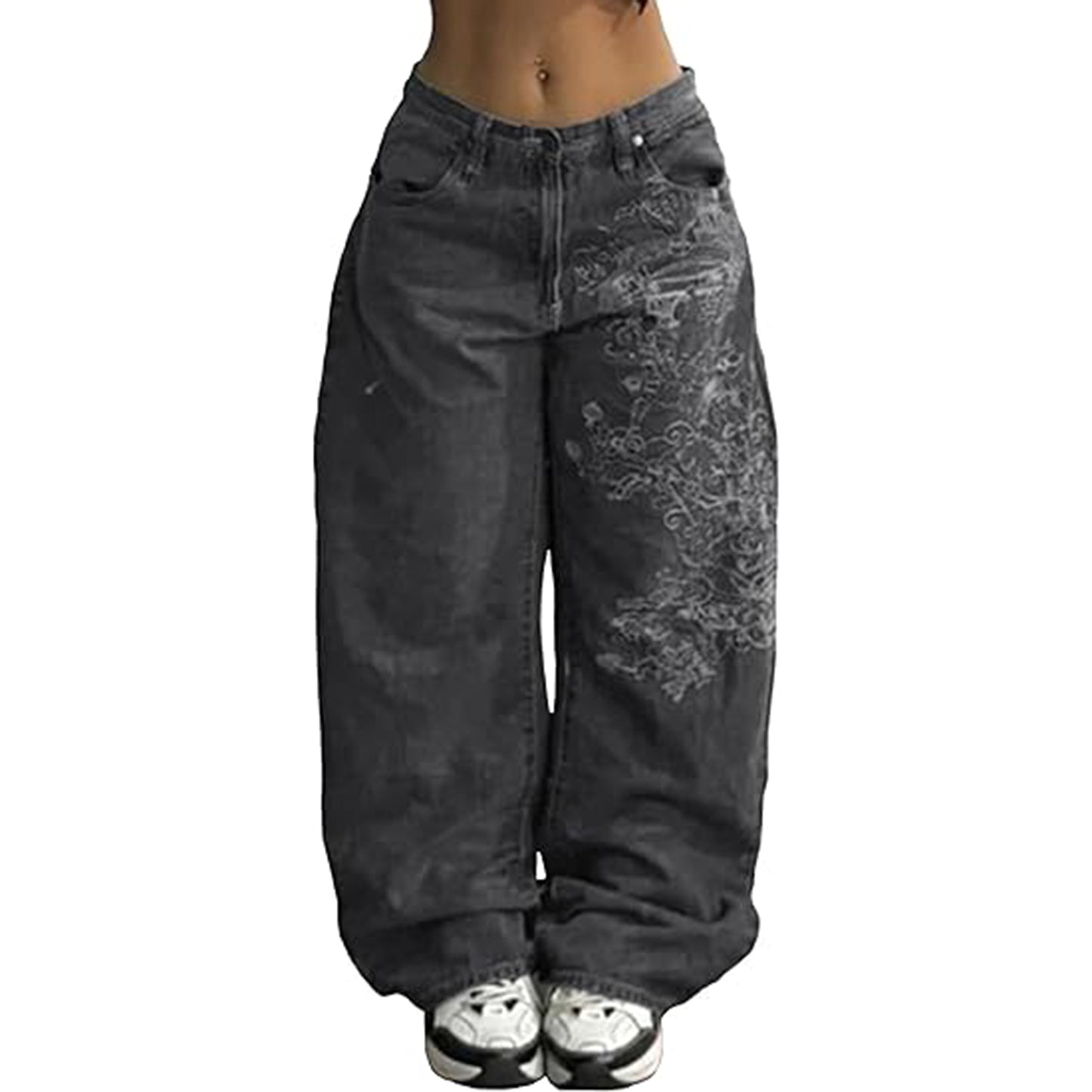 American Retro High Street Wide Legs Boyfriend Jeans