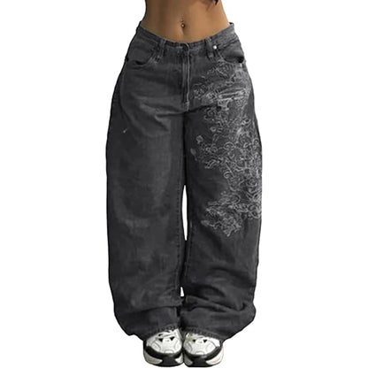 American Retro High Street Wide Legs Boyfriend Jeans