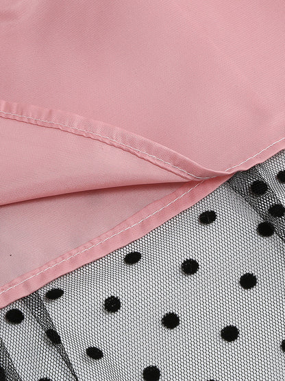 Retro Glamour Dress 1950s Style Jewel Neck Layered Short Sleeves Medium Polka Dot Rockabilly Dress