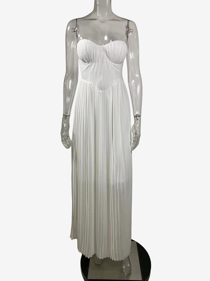 Pleated Corset Bustier Bodice Sleeveless Maxi Party Dress For Women 2026