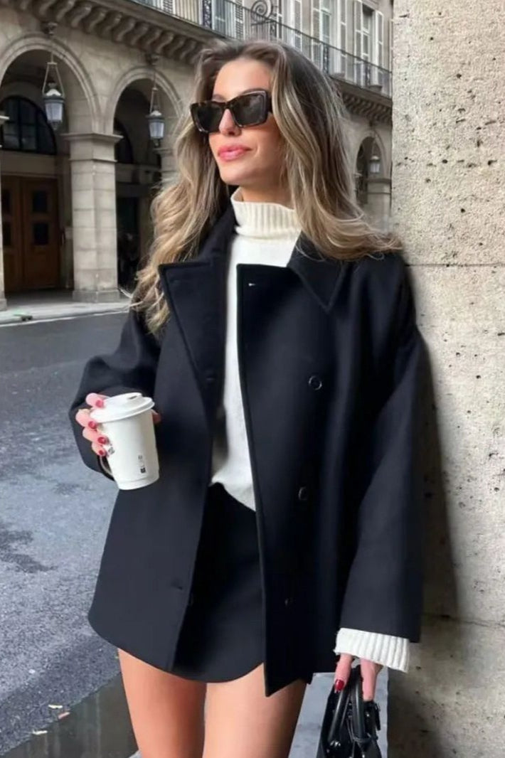 Relaxed Fit Short Wool Blend Jacket