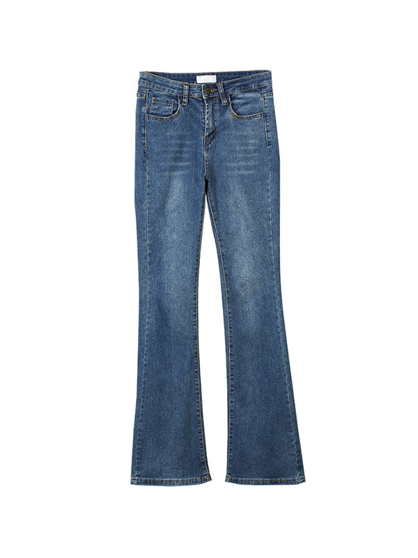 Vintage Blue Wash High Rise Slim Flare Jeans