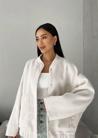 Luxe Oversized Stand Collar Coat with Large Pockets