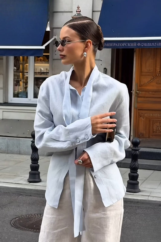 Tie Detail Button Down Blouse