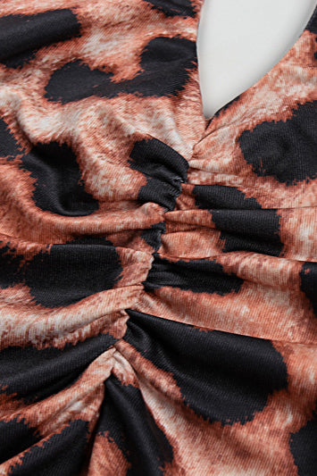 Sexy Leopard High Waist Backless Maxi Dress