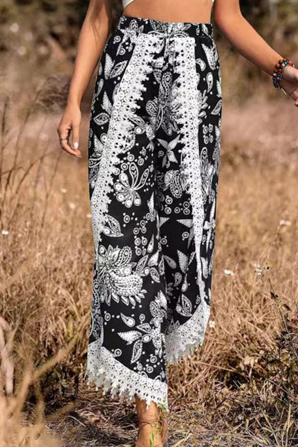 Loose Print Fashion Casual Lace Pants