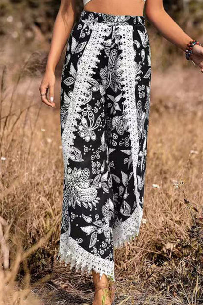 Loose Print Fashion Casual Lace Pants