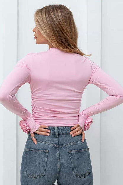 3D Floral Slim-Fit Long Sleeve Tee