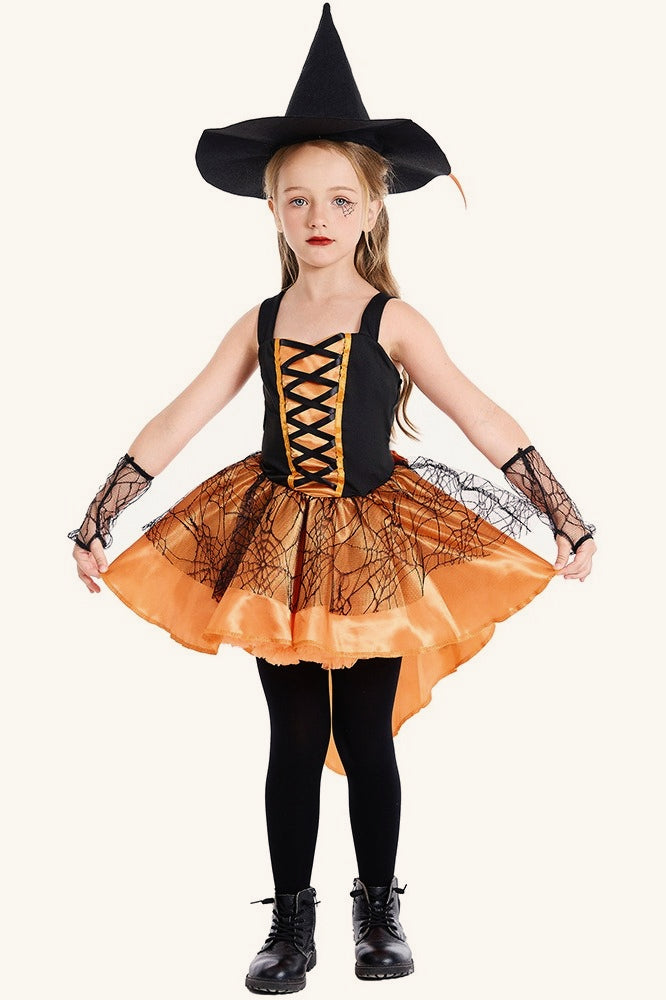Orange Witch Dress Kid Halloween Costume