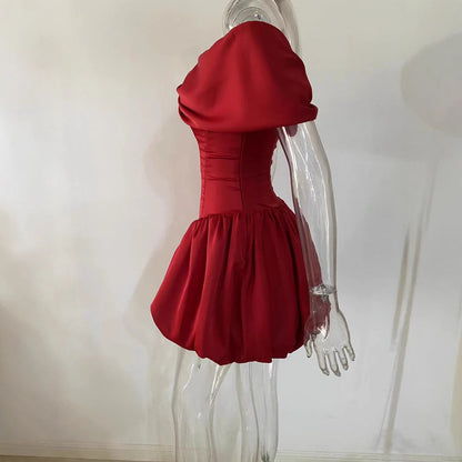V-Neck Fishbone Bodycon Mini Dress Sexy Party Outfit