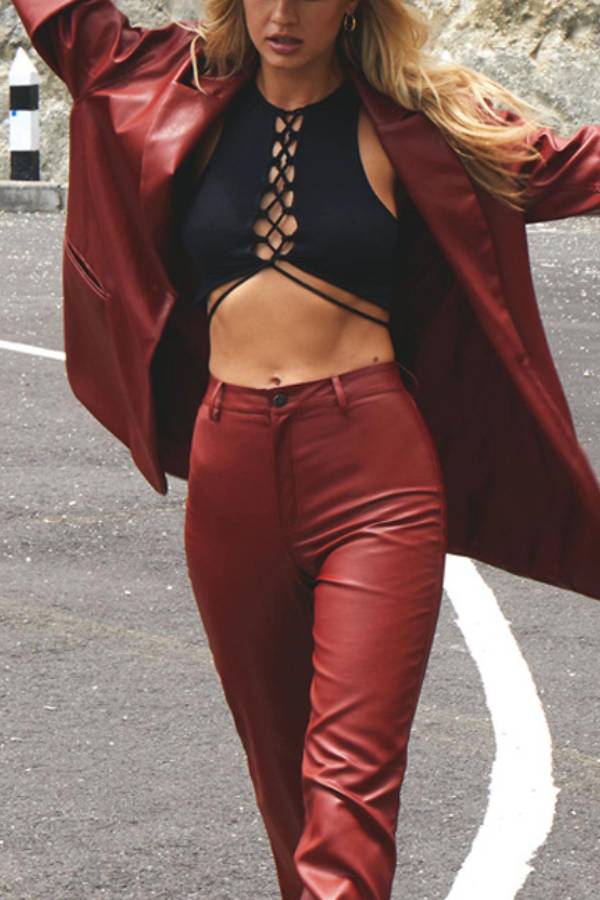 Bershka Oversized Faux Leather Blazer