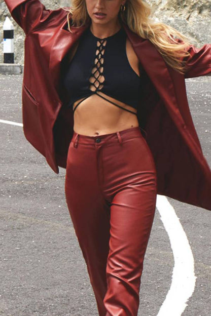 Bershka Oversized Faux Leather Blazer