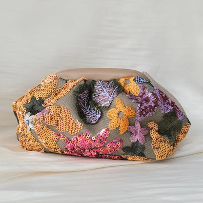 Embroidery Sequin Floral Clutch Wristlet