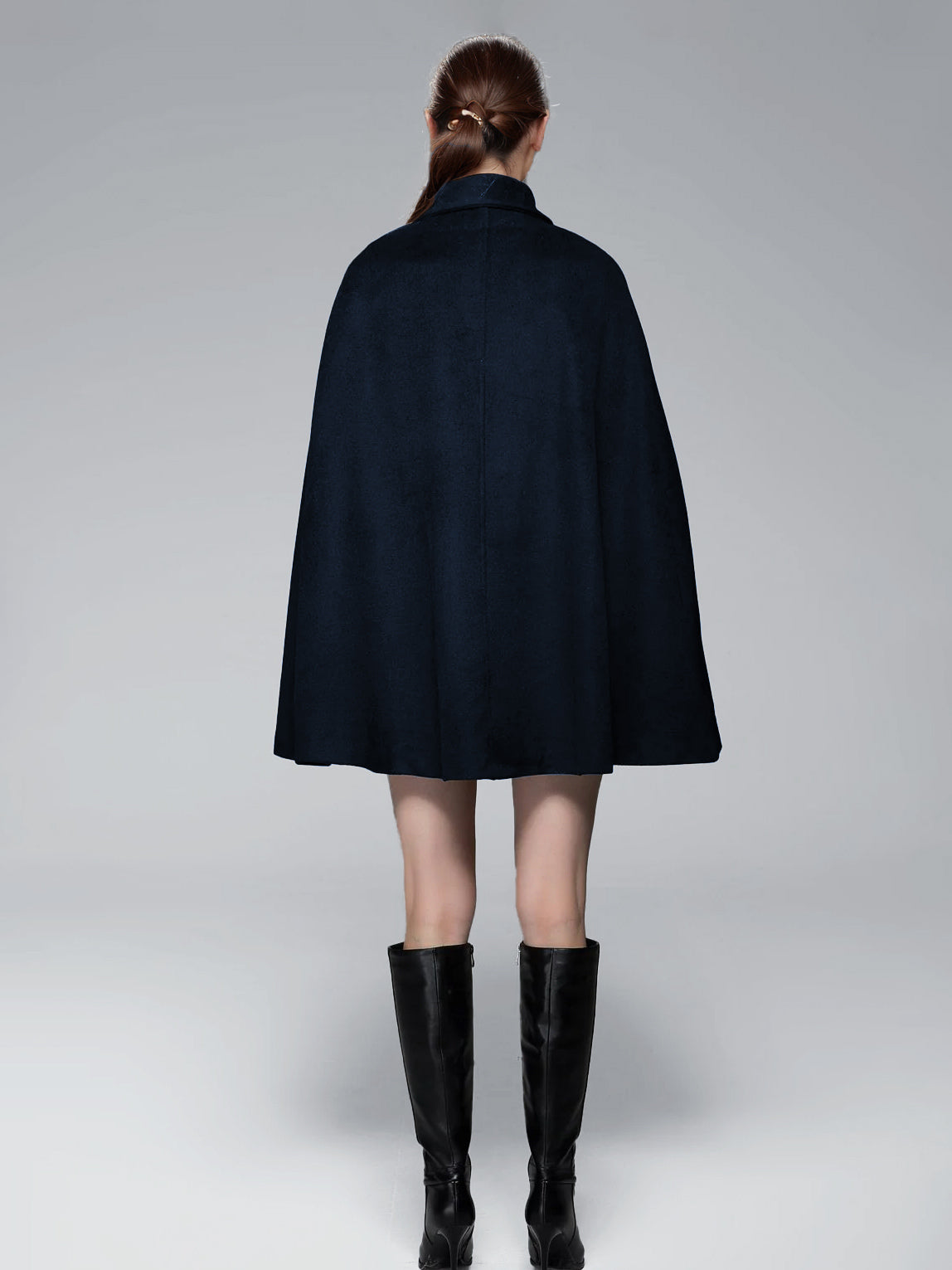 Wool Blend Cape Coat Turndown Collar Black Poncho Oversized Outerwear For Women 2026