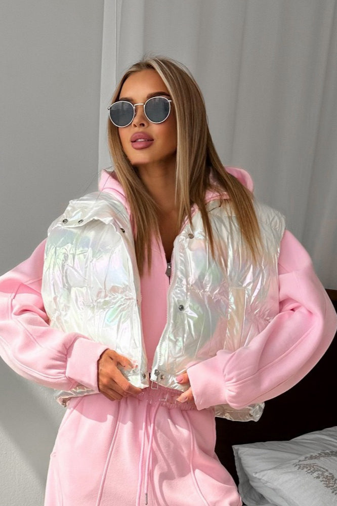 Sleeveless Laser Quilted Puffer Jacket