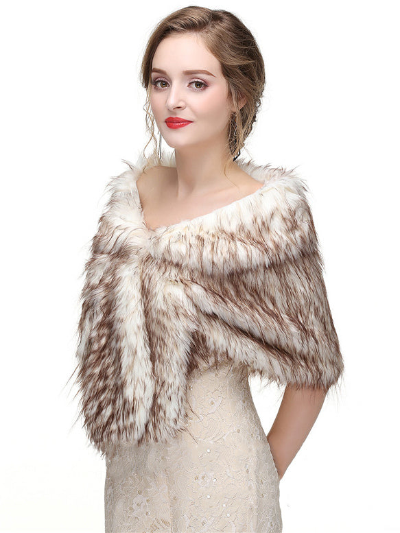 Faux Fur Wedding Wrap Bridal Shawl Winter Warm Cover Ups