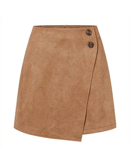 Autumn And Winter Suede Irregular Skirt