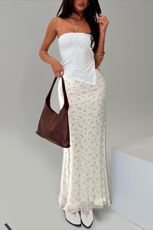 Floral Chiffon Mermaid Maxi Skirt