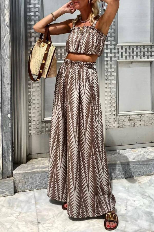 Suspender wide-leg casual elastic pants suit