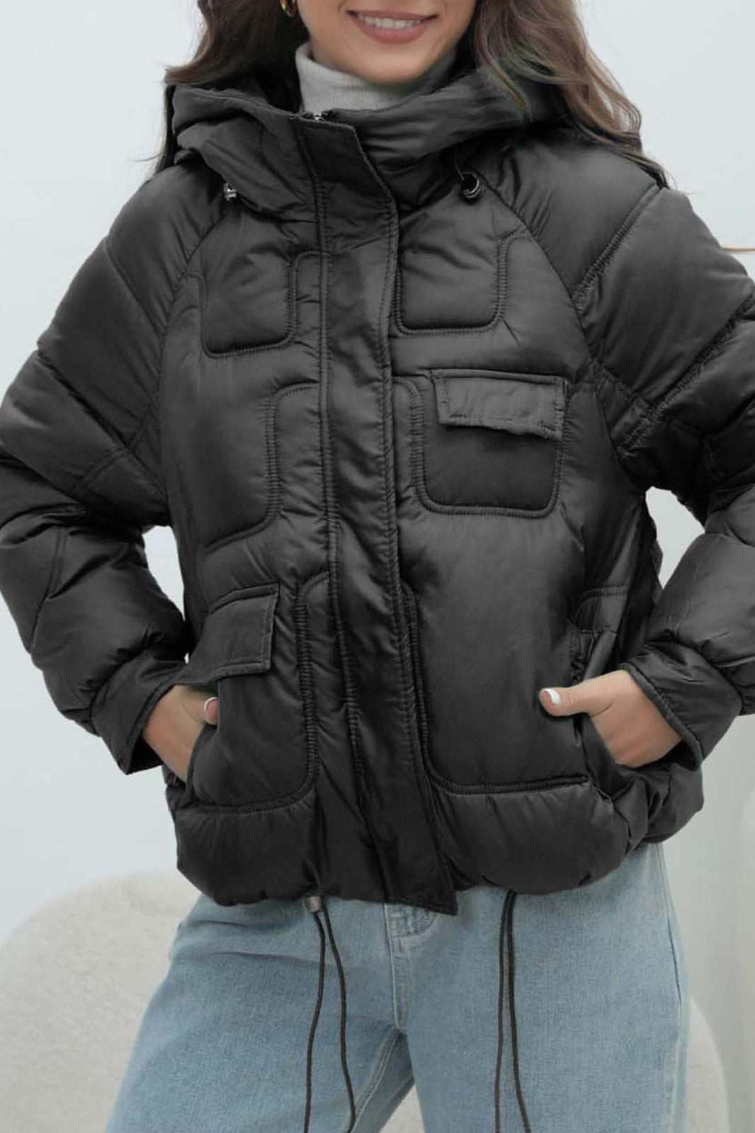 Bright Color Stand Collar Puffer Coat