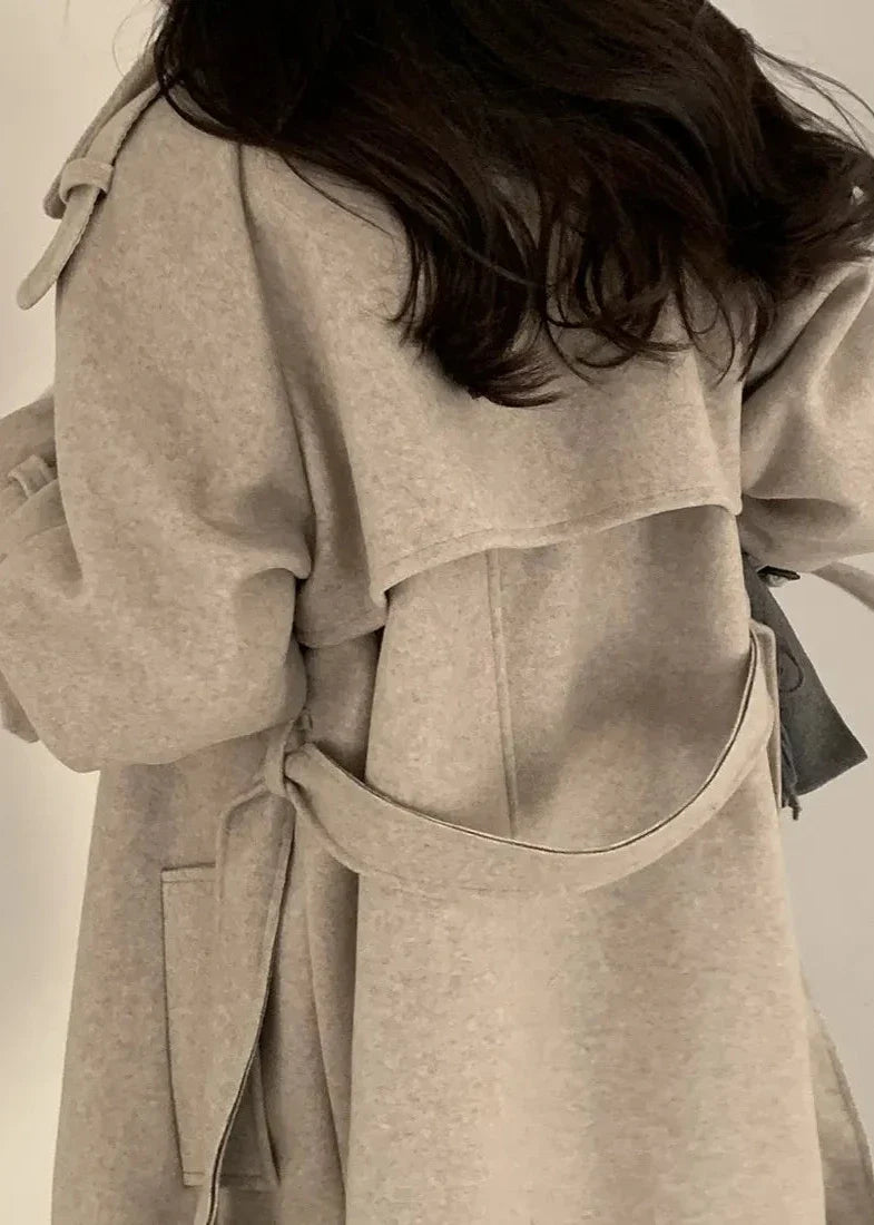 Double Breasted Woolen Coat - Mid-Length Slimming Classic