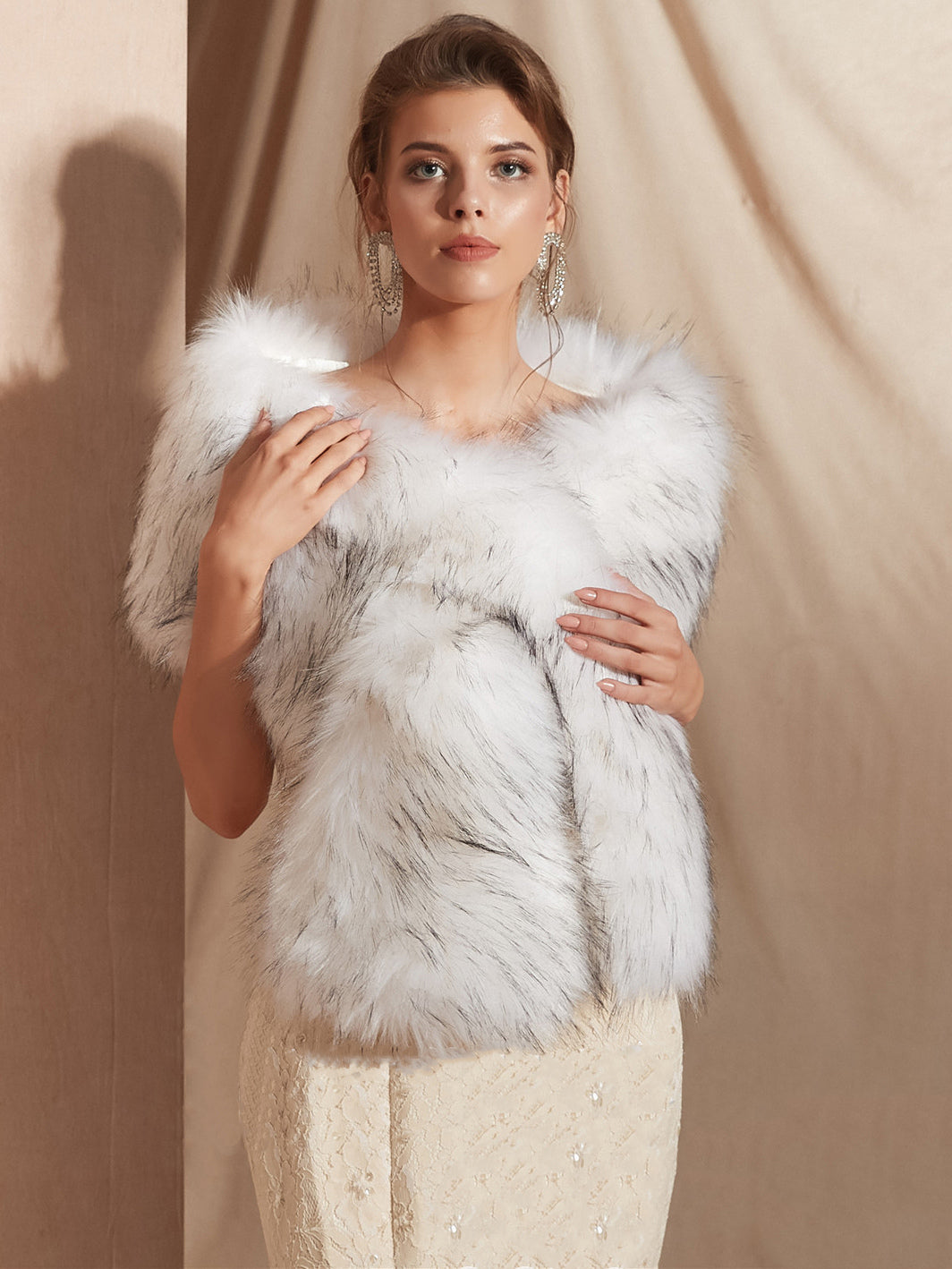Wedding Cape Faux Fur Shawl Wrap Bridal Winter Warm Cover Ups