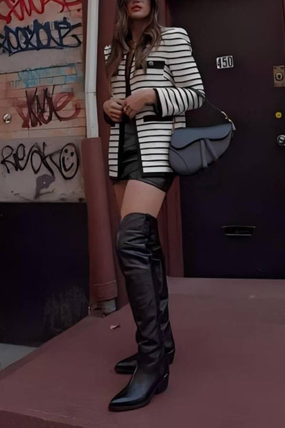 Foster Striped Dickey Jacket in Ivory Black