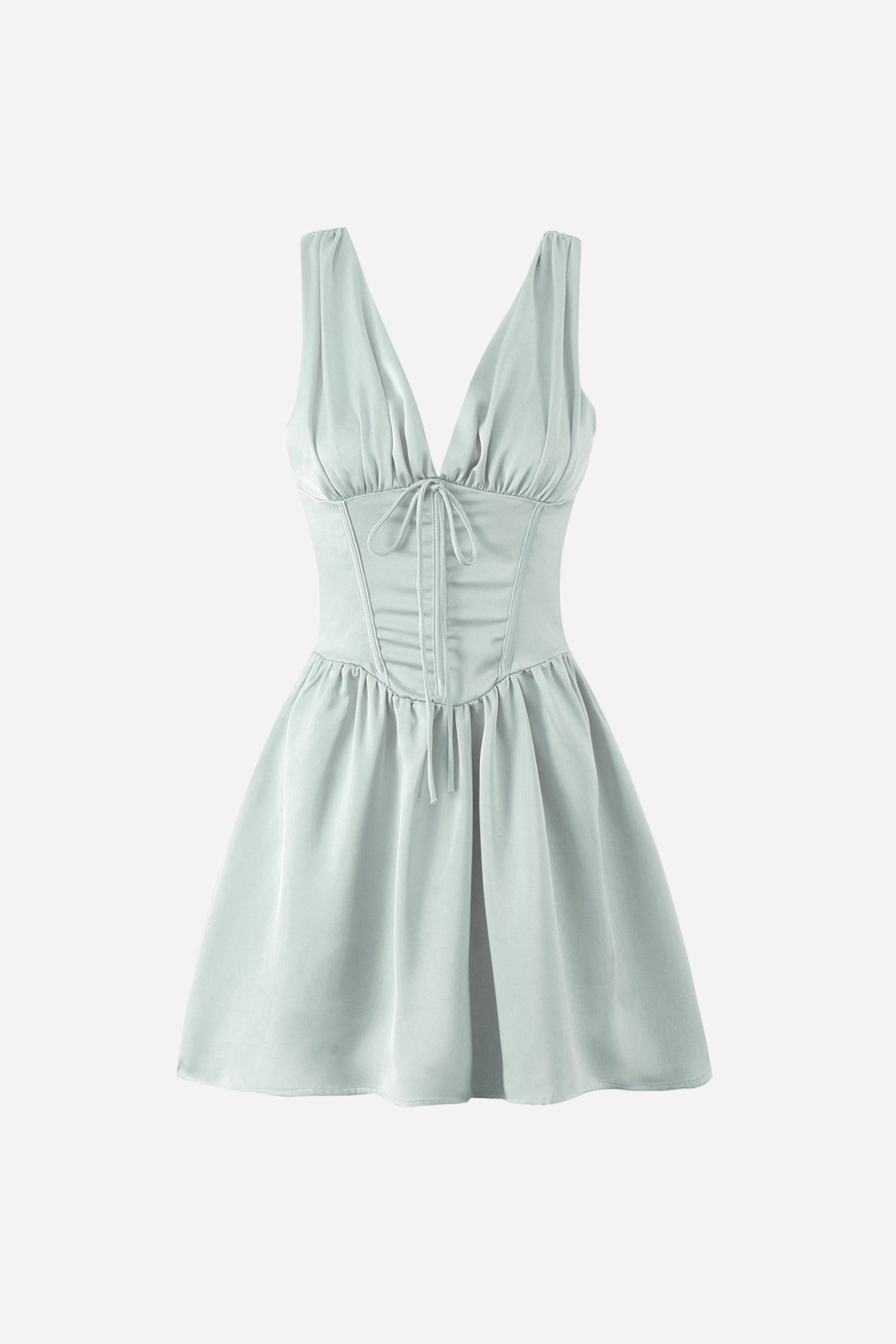 Marian V Neck Lace Up Ruffle Mini Dress