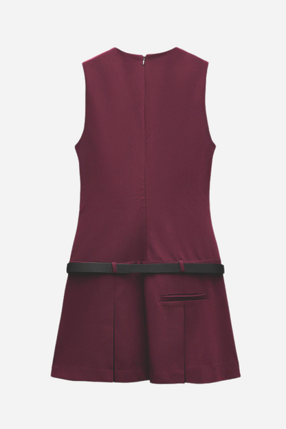 Belen V-neck Belted Mini Dress