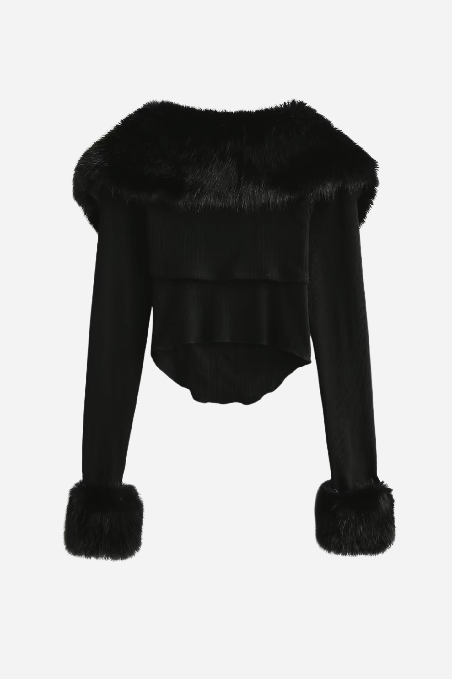 Apphia Crop Faux Fur Blouse & Corset Two Piece Set