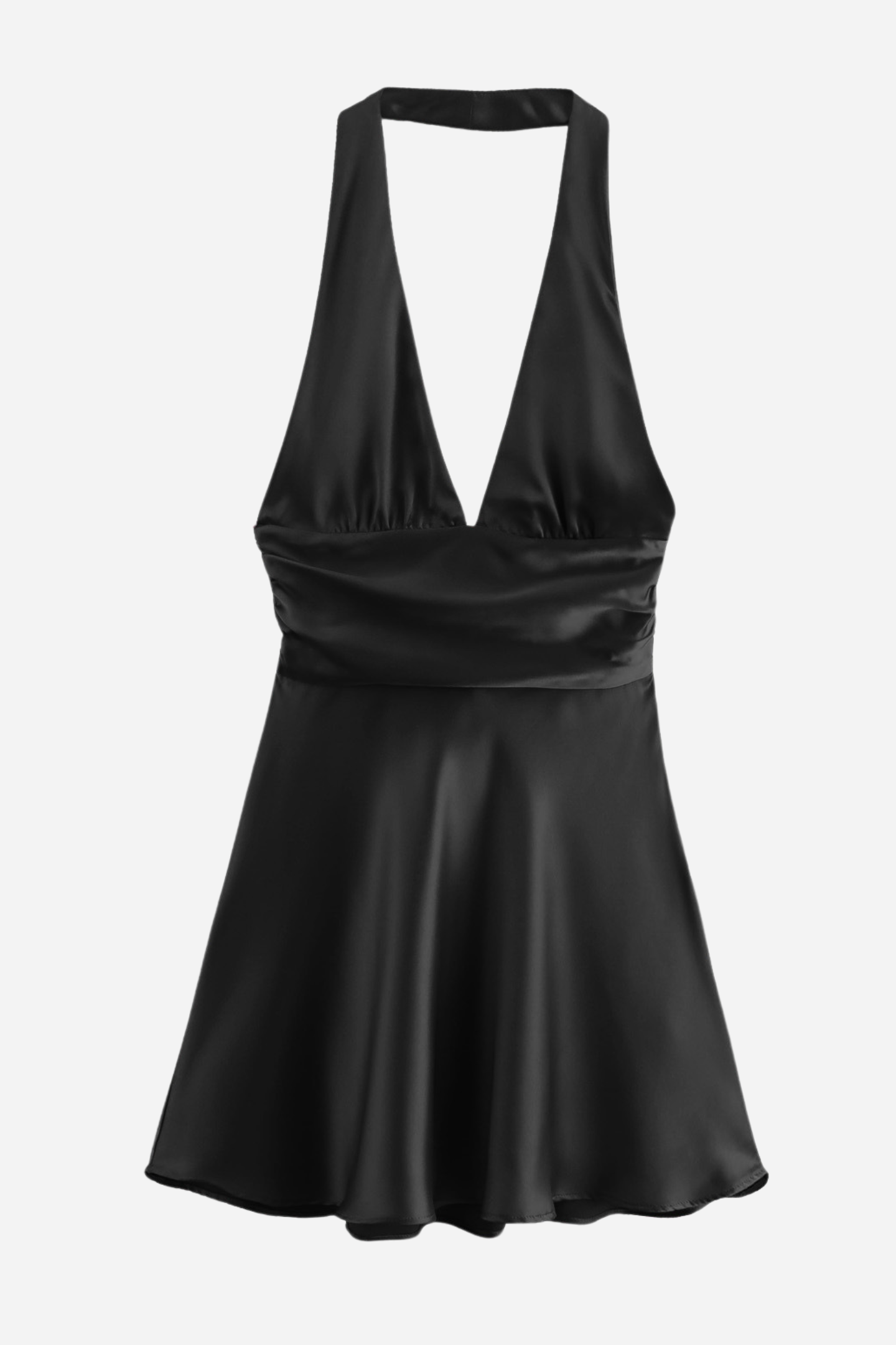 Evelyn Halter Neck Big Bow Tie Satin Mini Dress