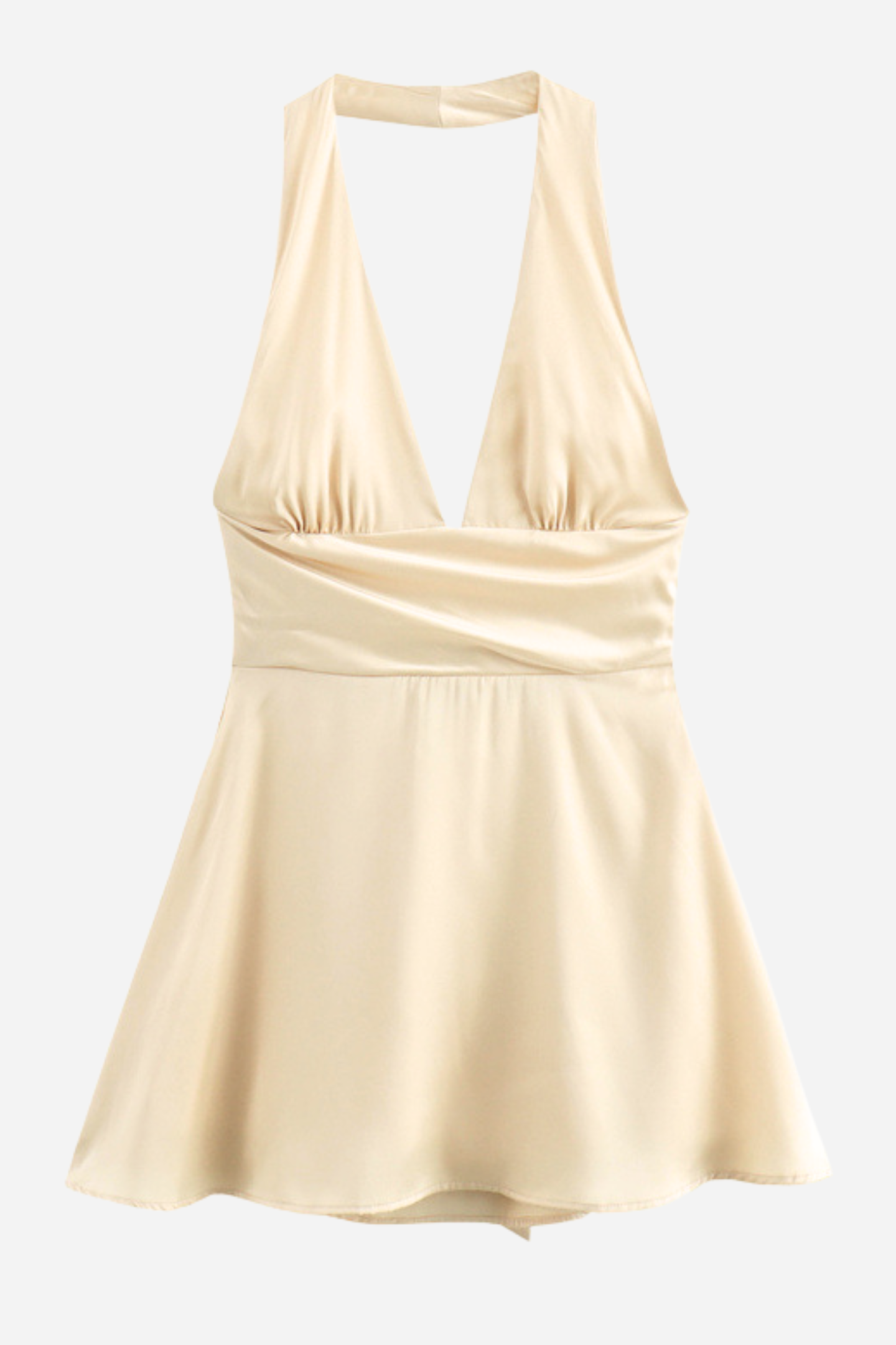 Evelyn Halter Neck Big Bow Tie Satin Mini Dress