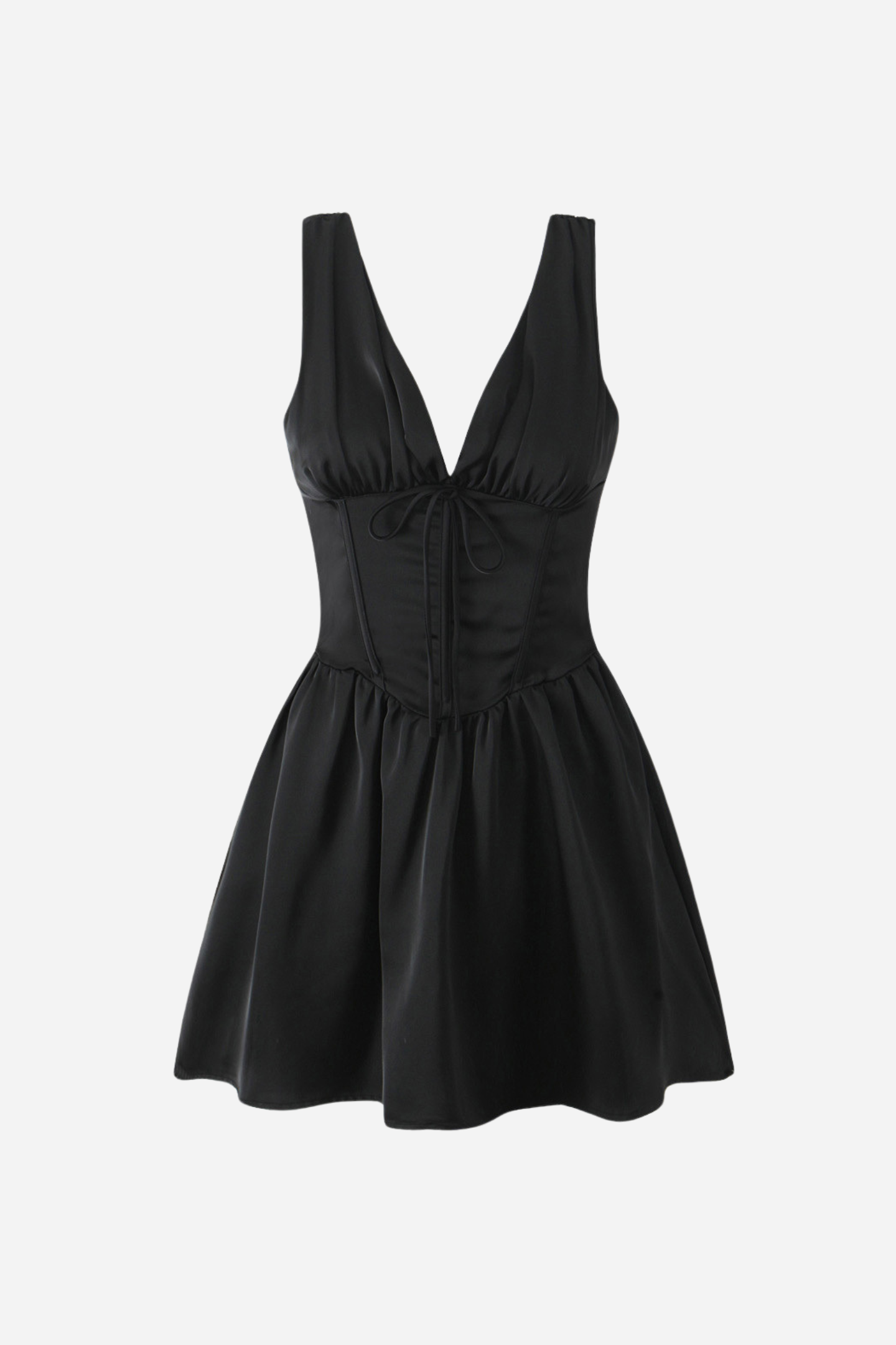 Marian V Neck Lace Up Ruffle Mini Dress