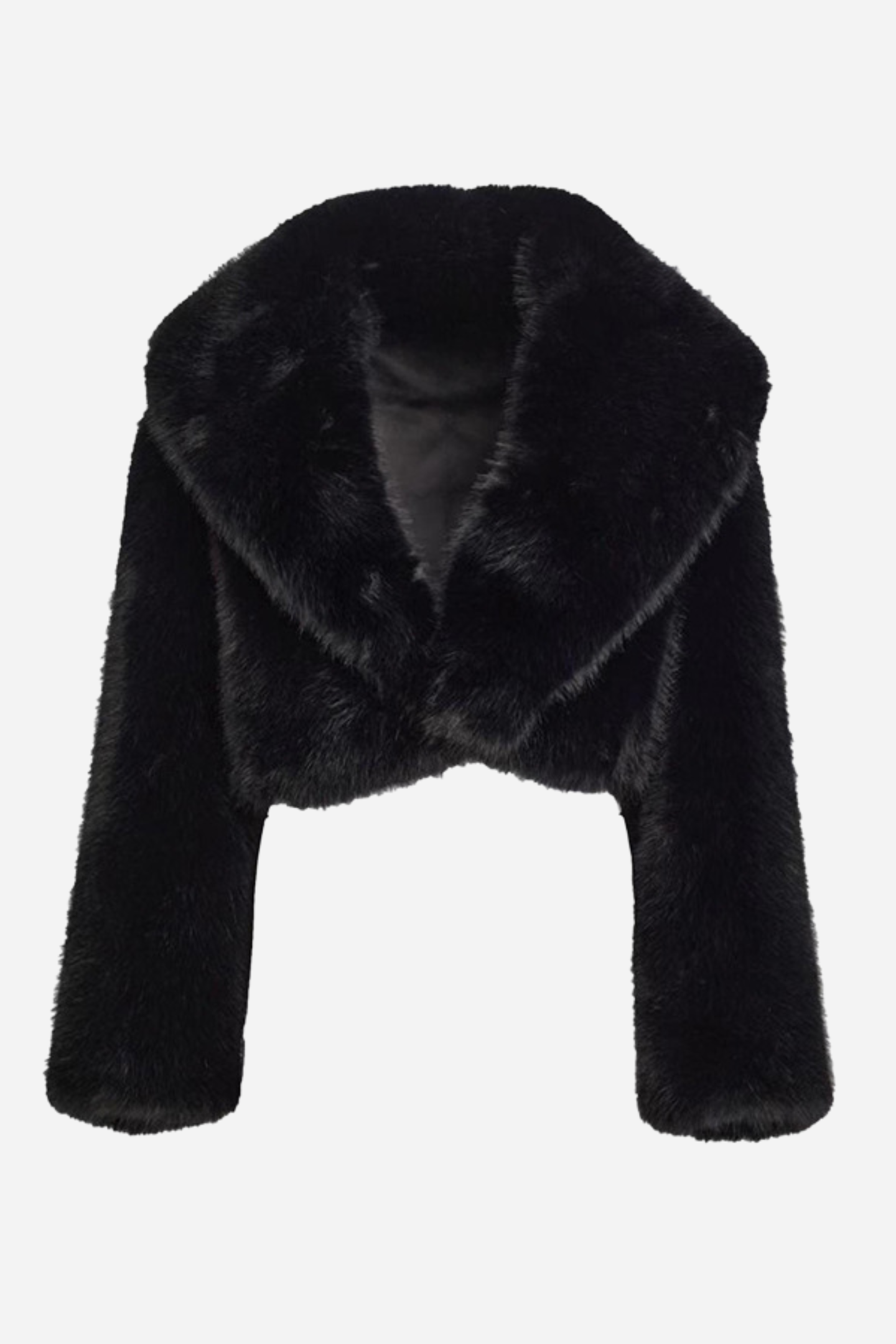 Maud Cropped Shawl Collar Faux Fur Jacket