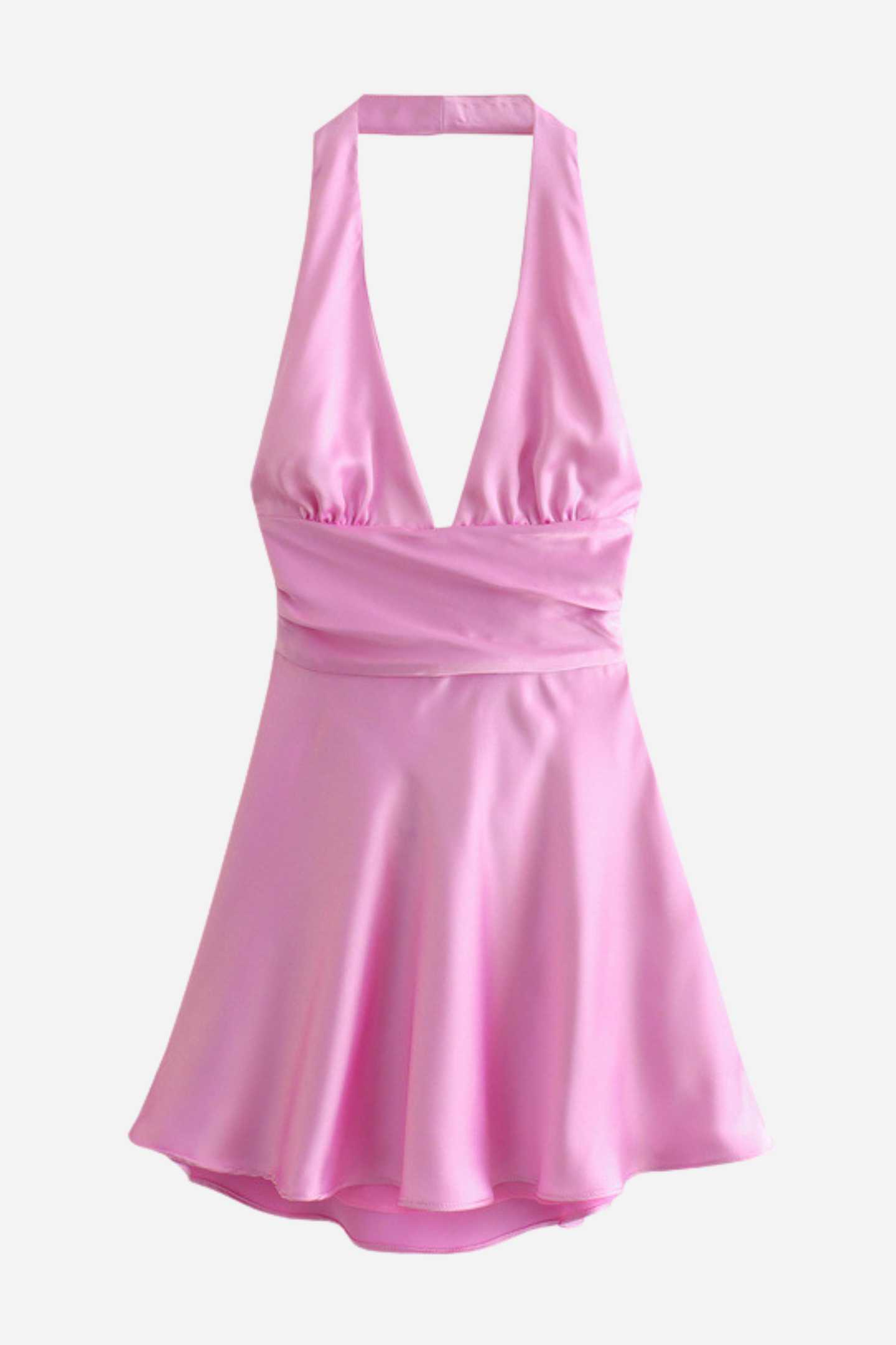 Evelyn Halter Neck Big Bow Tie Satin Mini Dress