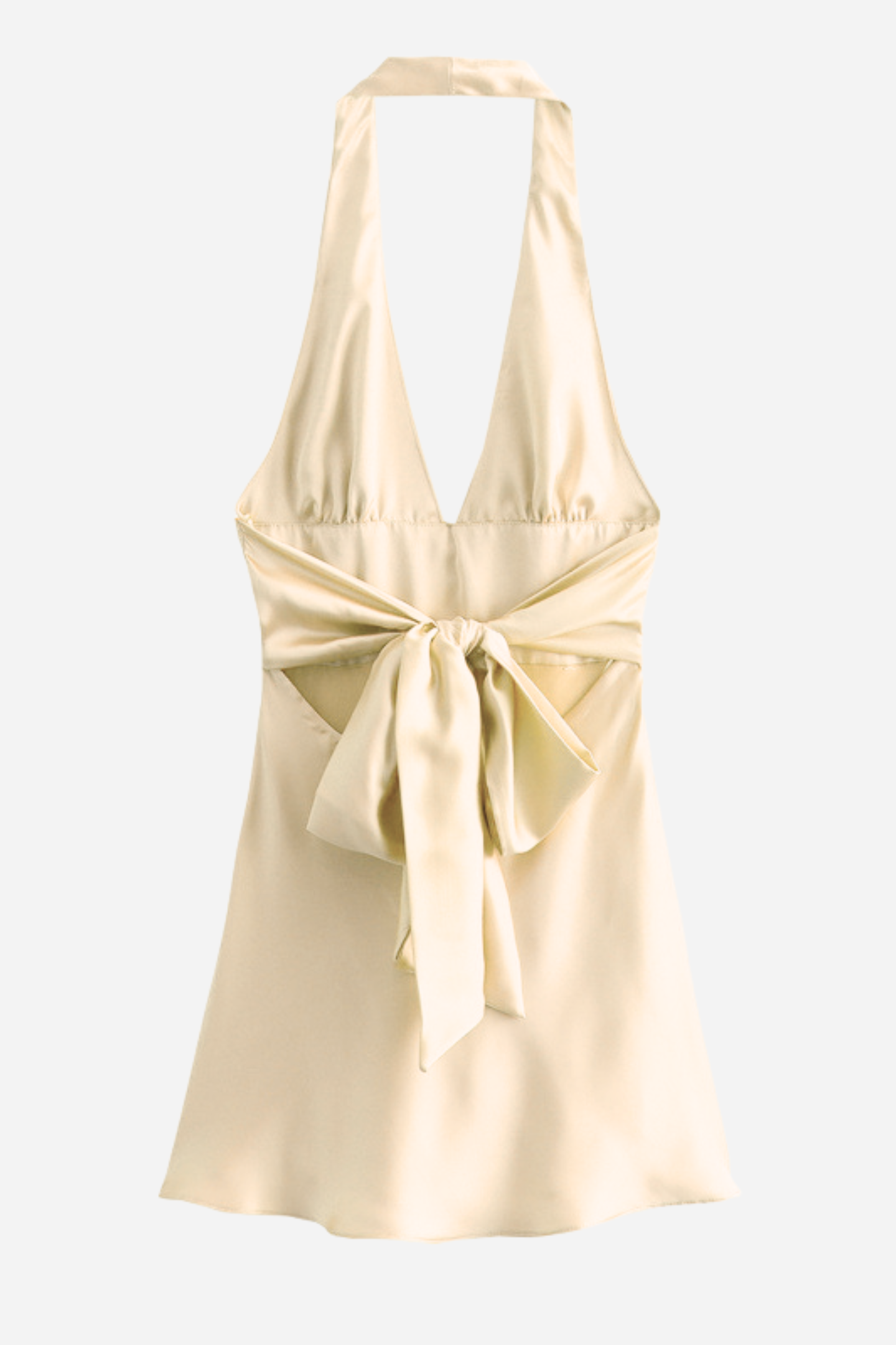 Evelyn Halter Neck Big Bow Tie Satin Mini Dress