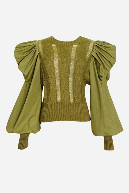 Basia Lantern Sleeve Knit Sweater