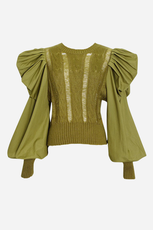 Basia Lantern Sleeve Knit Sweater