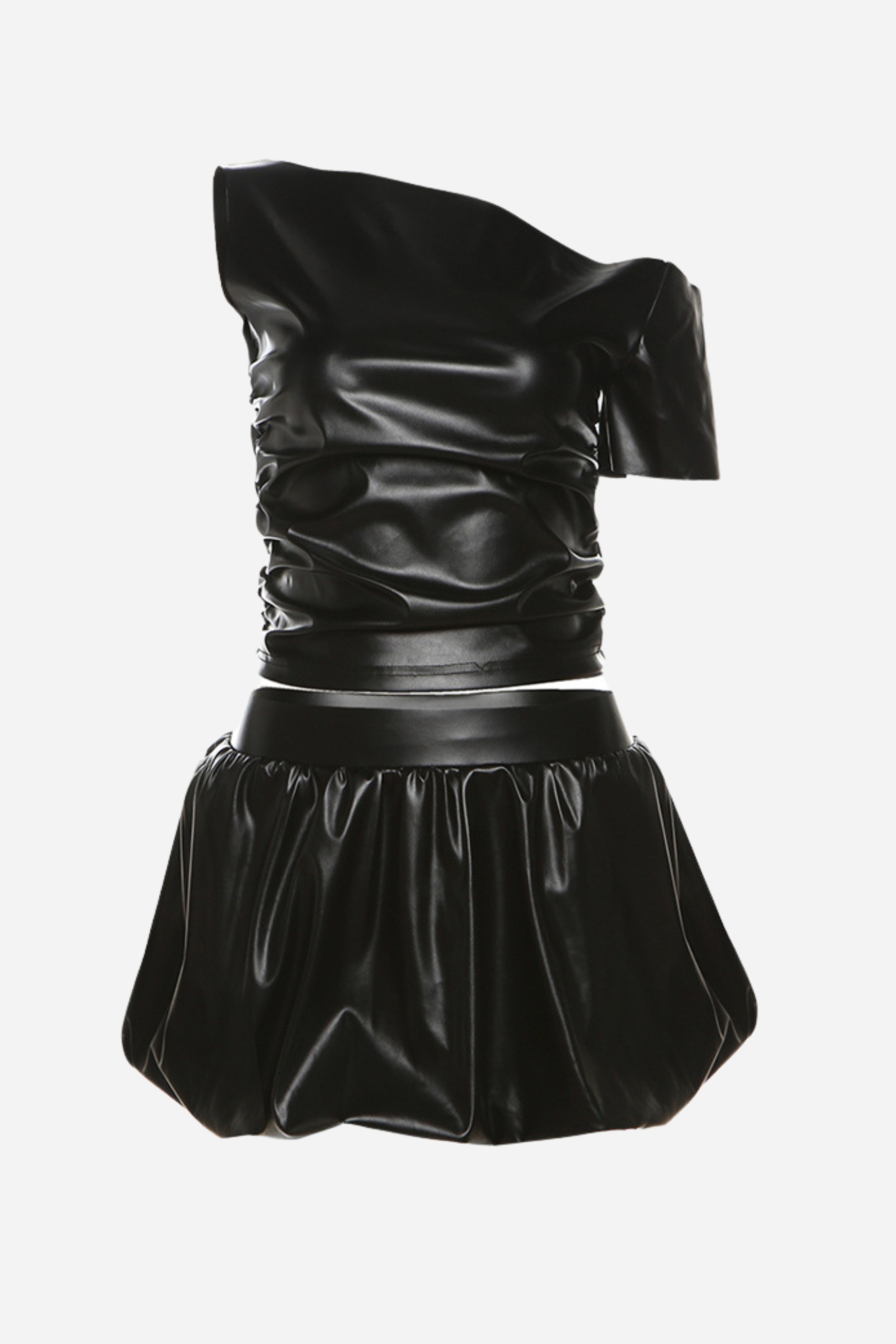 One Shoulder Bubble Skirt Set