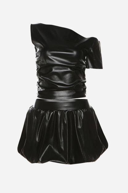 One Shoulder Bubble Skirt Set