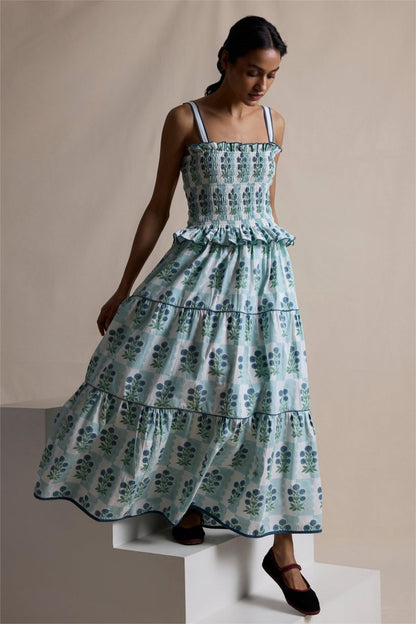 Damla Floral Smocked Cami Maxi Dress