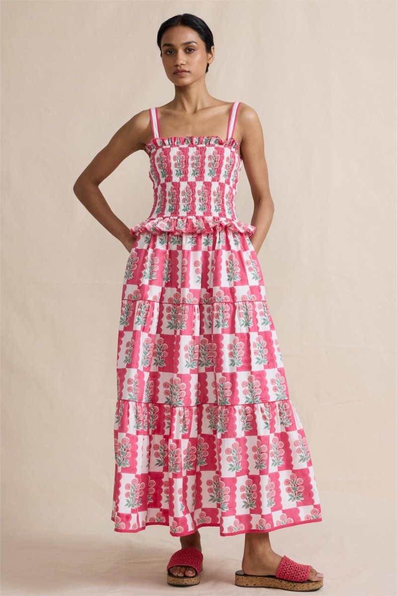 Damla Floral Smocked Cami Maxi Dress