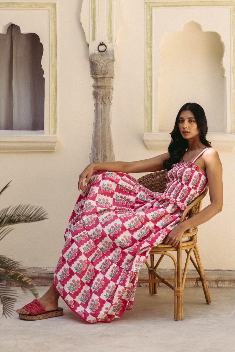 Damla Floral Smocked Cami Maxi Dress