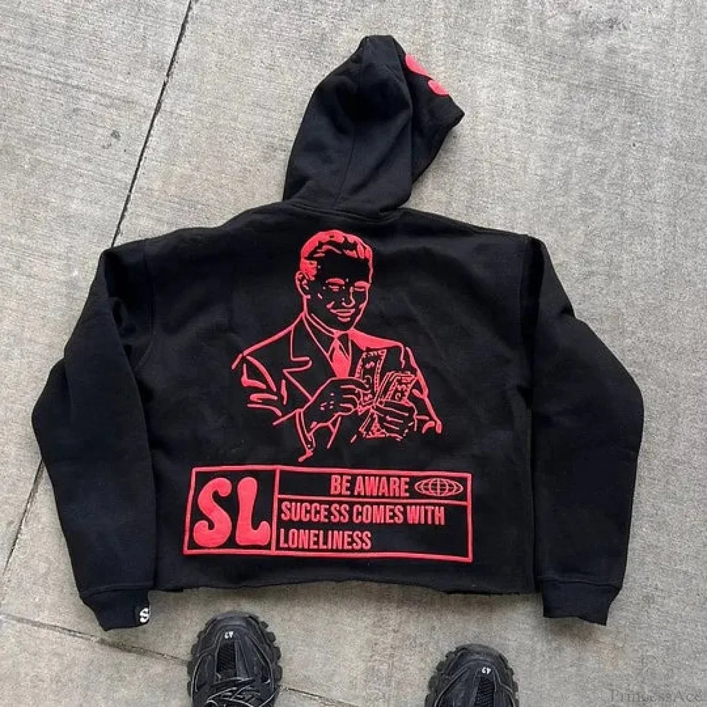 Dark Alphabet Graphic Pullover Hoodie