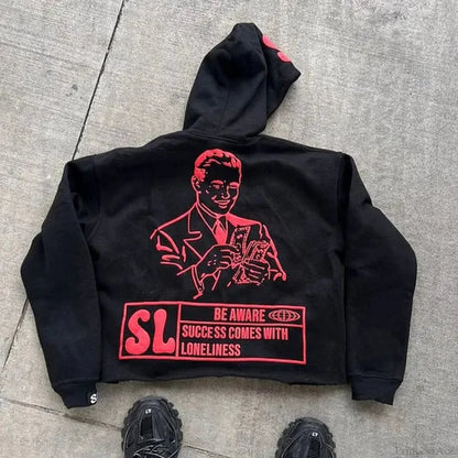 Dark Alphabet Graphic Pullover Hoodie