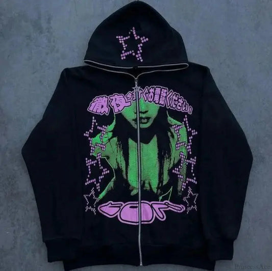 Dark Anime Visual Pullover Hoodie