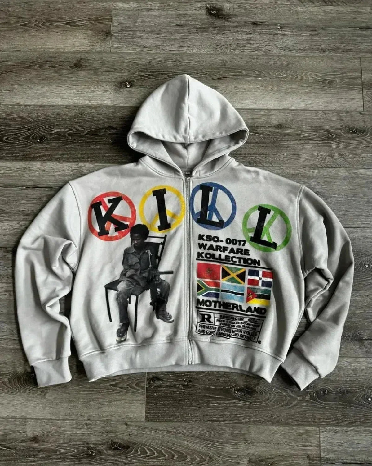 Dark Cartoon Letter Zip Hoodie