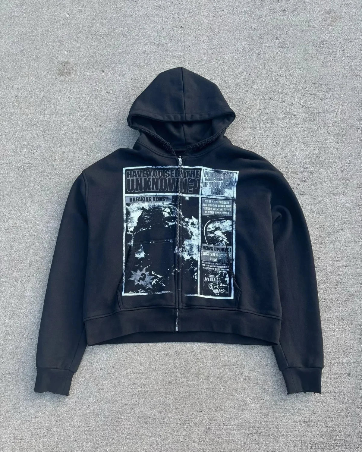 Dark Cartoon Print Pullover Hoodie