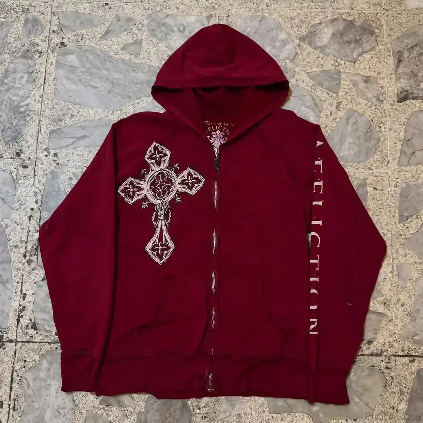 Dark Crimson Oversize Zipper Hoodie